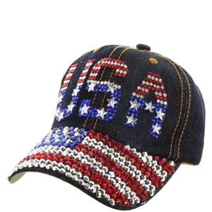 Patriotic USA Bling Baseball Cap